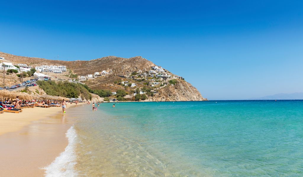 Explore the island's iconic Elia beach, one of the most amazing Mykonos beaches