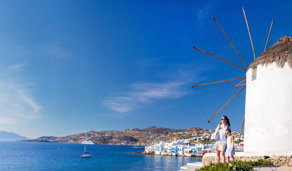 The most emblematic quintet windmills in Mykonos known as Kato Myloi