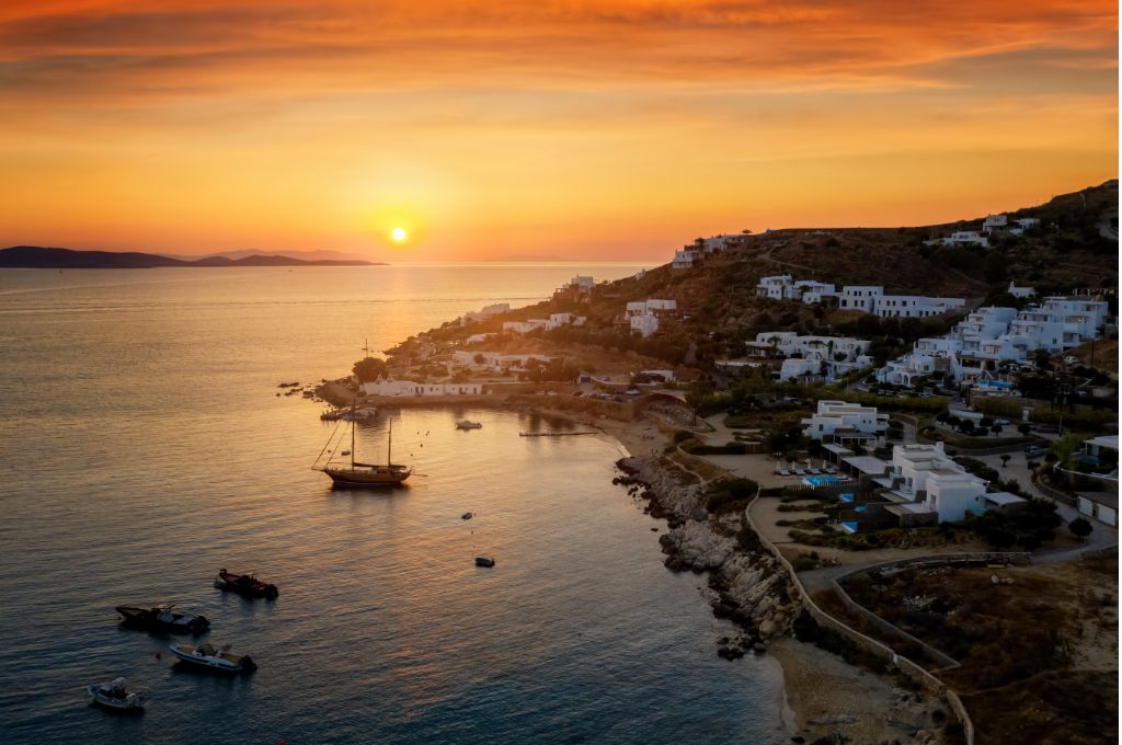 Sunset over Agios Ioannis Beach, Mykonos Greece - One of the Top Mykonos Beaches