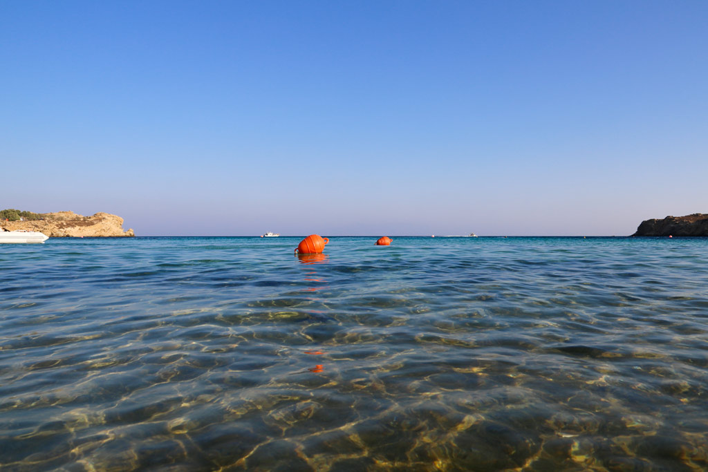 The azure waters of Paraga Beach Mykonos Greece
