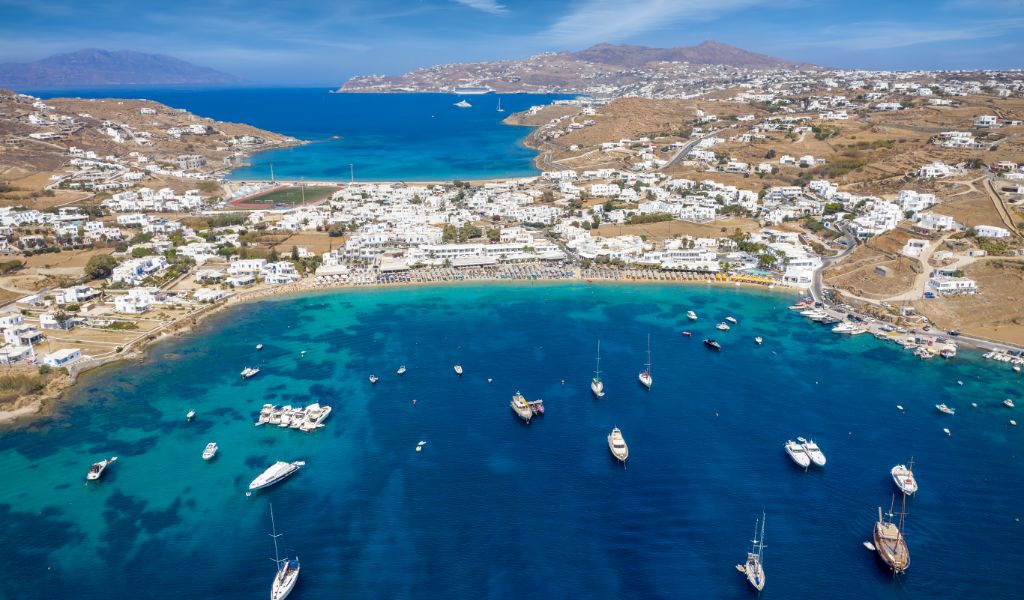 Aerial View of Ornos in Mykonos Greece – Mykonos Travel Guide