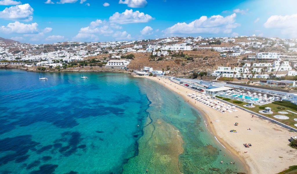 Megali Ammos Beach next to Mykonos Town Greece