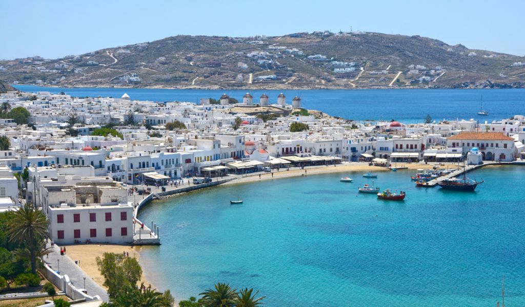 Overview of Mykonos Town Greece
