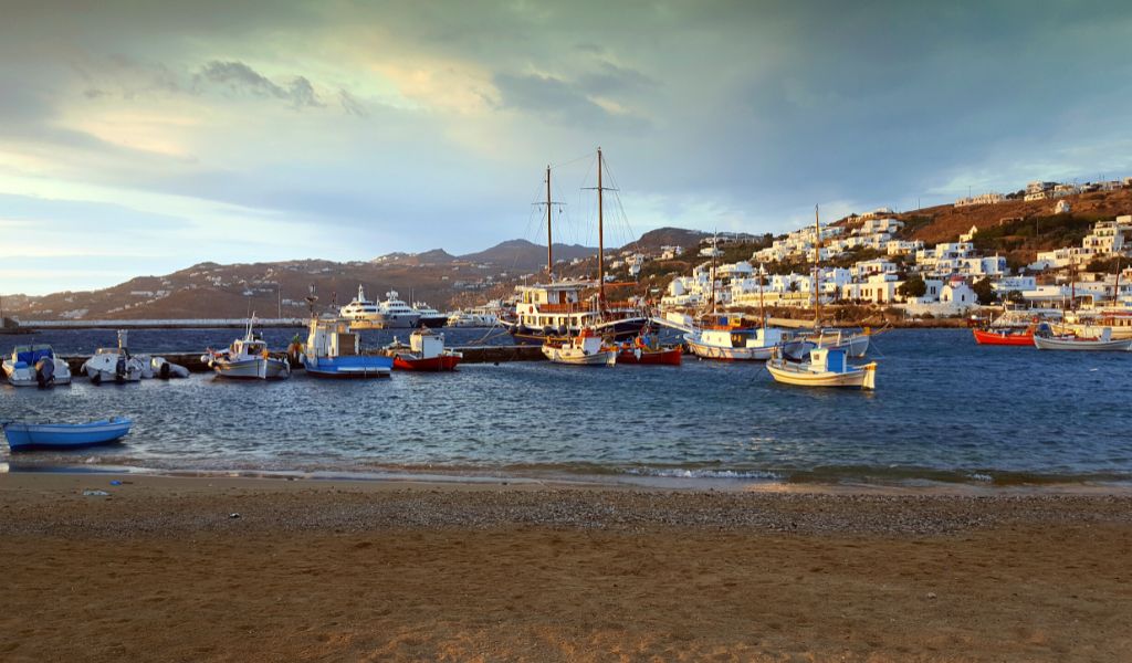 The old port of Mykonos Town in Mykonos Greece