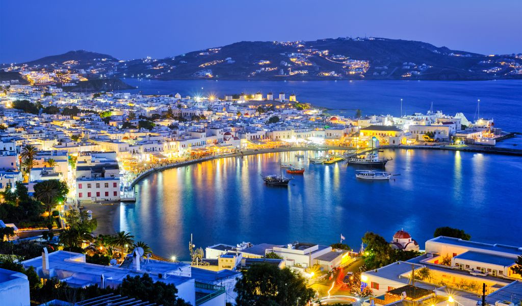 Mykonos Night ViewTravel to Mykonos Greece